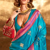 Glowing Firozi Soft Banarasi Silk Saree With Eye-catching Blouse
