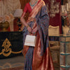 Inspiring Navy Blue Pashmina saree With insanely Blouse Piece