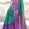 Snazzy Sea Green Soft Banarasi Silk Saree With Staggering Blouse Piece