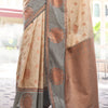 Ebullience Grey Soft Banarasi Silk Saree With Angelic Blouse Piece