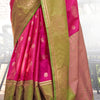 Mesmeric Dark Pink Soft Banarasi Silk Saree With Jazzy Blouse Piece