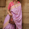 Imbrication Lavender Soft Banarasi Silk Saree With Effervescent Blouse Piece