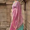 Prettiest Baby Pink Soft Banarasi Silk Saree With Opulent Blouse Piece