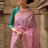 Prettiest Baby Pink Soft Banarasi Silk Saree With Opulent Blouse Piece
