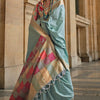 Girlish Sky Soft Banarasi Silk Saree With Unique Blouse Piece