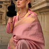 Gleaming Pink Soft Banarasi Silk Saree With Flattering Blouse Piece