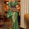 Flattering Green Kanjivaram Silk Saree With Precious Blouse Piece