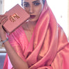 Lovely Pink Kanjivaram Silk Saree With Mesmerising Blouse Piece