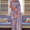 Alluring Lavender Kanjivaram Silk Saree With Outstanding Blouse Piece