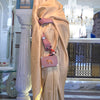 Excellent Beige Kanjivaram Silk Saree With Effervescent Blouse Piece