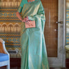 Gossamer Sea Green Kanjivaram Silk Saree With Palimpsest Blouse Piece