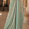 Skinny Pista Kanjivaram Silk Saree With Blooming Blouse Piece
