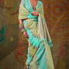 Bewitching Turquoise Cotton Silk Saree With Desirable Blouse Piece