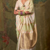 Whimsical Beige and Pista Cotton Silk Saree With Seraphic Blouse Piece