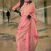 Tantalizing Pink Soft Banarasi Silk Saree With Eclat Blouse Piece