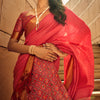 Breathtaking Red Patola Silk Saree with Intricate Blouse Piece