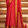 Breathtaking Red Patola Silk Saree with Intricate Blouse Piece