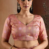 Splendorous Peach Soft Banarasi Bhagalpuri Silk Saree With Evanescent Blouse Piece