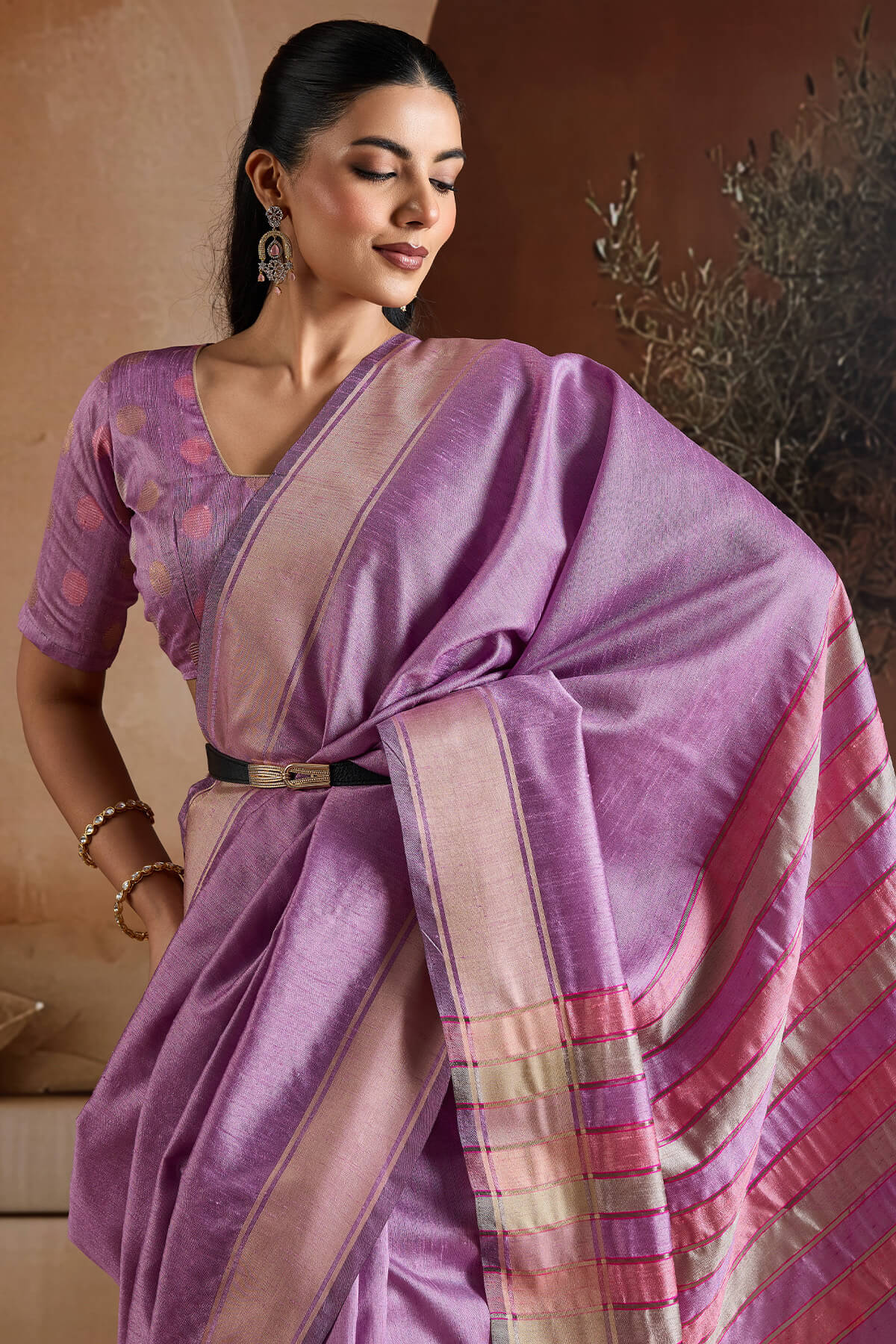 Sensational Lavender Soft Banarasi Bhagalpuri Silk Saree With Enchanting Blouse Piece