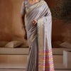 Most Flattering Grey Soft Banarasi Bhagalpuri Silk Saree With Charismatic Blouse Piece