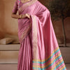 Angelic Pink Soft Banarasi Bhagalpuri Silk Saree With Sumptuous Blouse Piece