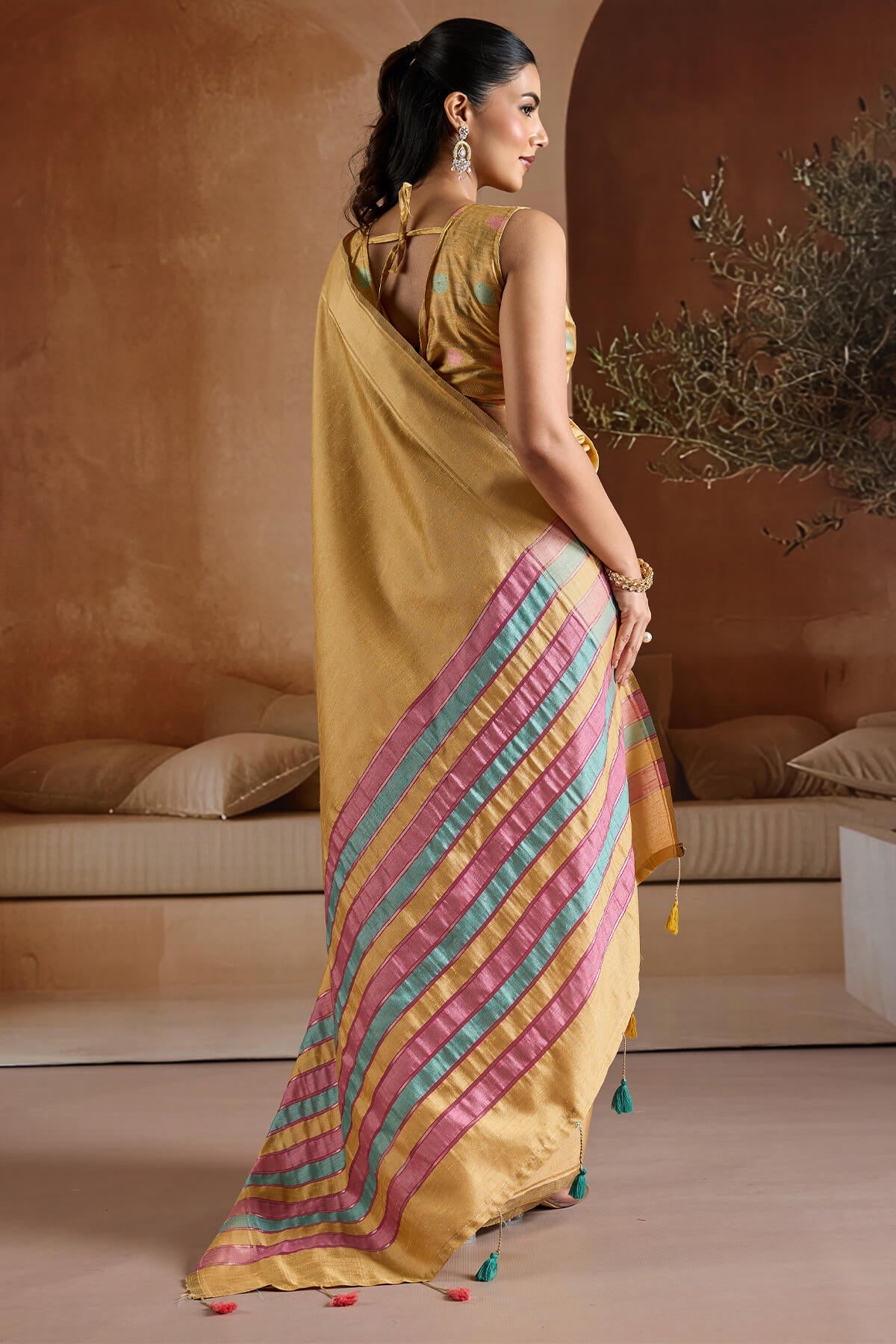 Energetic Yellow Soft Banarasi Bhagalpuri Silk Saree With Moiety Blouse Piece