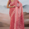 Jubilant Pink Cotton Silk Saree With Petrichor Blouse Piece