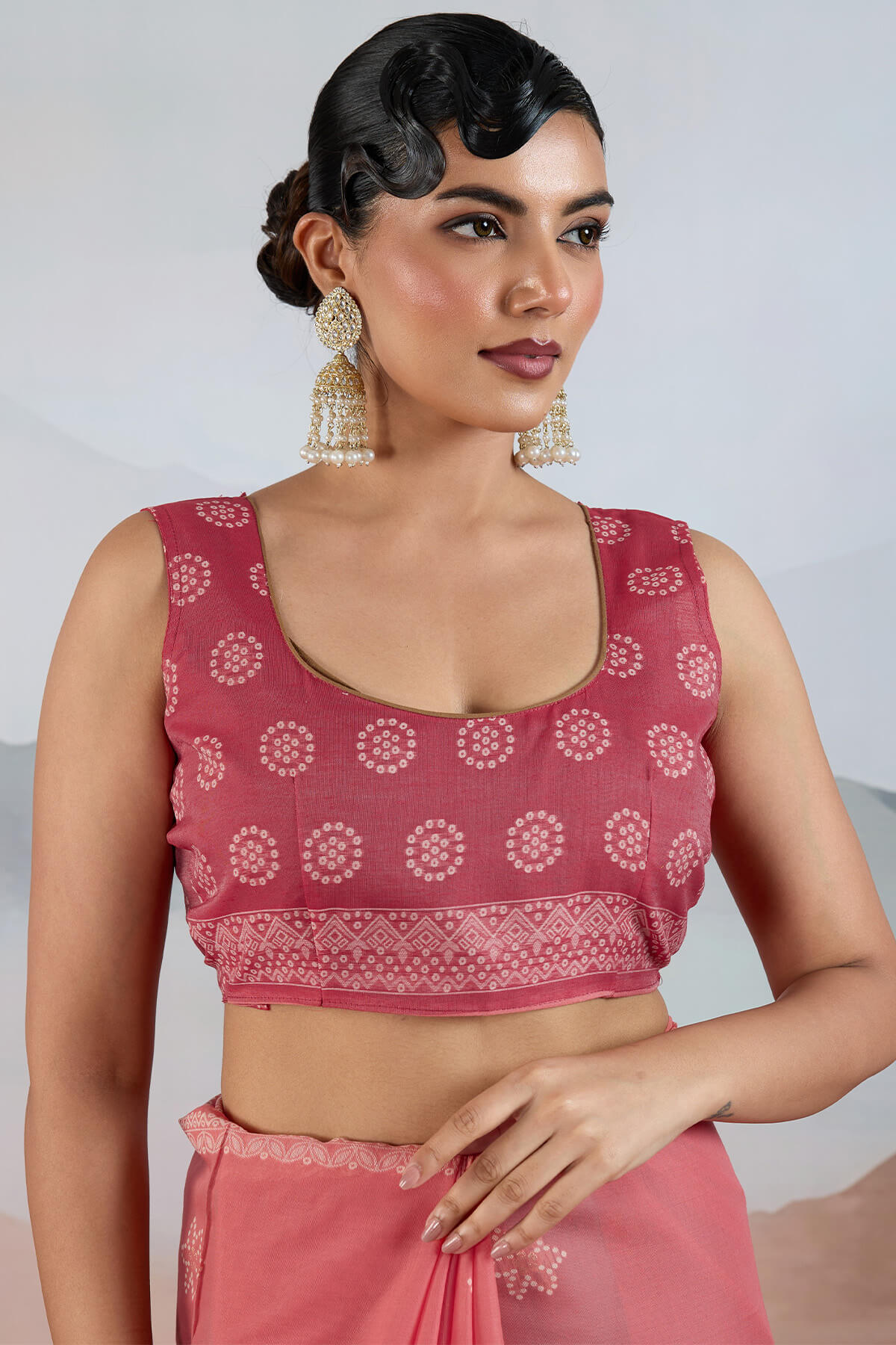 Jubilant Pink Cotton Silk Saree With Petrichor Blouse Piece