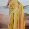 Lassitude Mustard Cotton Silk Saree With Ethereal Blouse Piece