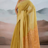 Lassitude Mustard Cotton Silk Saree With Ethereal Blouse Piece