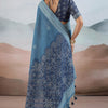 Tantalizing Blue Cotton Silk Saree With Invaluable Blouse Piece