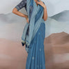 Tantalizing Blue Cotton Silk Saree With Invaluable Blouse Piece
