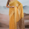 Luxuriant Yellow Cotton Silk Saree With Demesne Blouse Piece