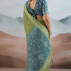 Elaborate Green Cotton Silk Saree With Flameboyant Blouse Piece