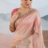 Pleasant Peach Soft Banarasi Tissue Silk Saree With Evocative Blouse Piece