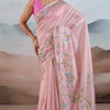 Groovy Baby Pink Soft Banarasi Tissue Silk Saree With Lustrous Blouse Piece