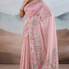 Groovy Baby Pink Soft Banarasi Tissue Silk Saree With Lustrous Blouse Piece