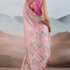 Groovy Baby Pink Soft Banarasi Tissue Silk Saree With Lustrous Blouse Piece