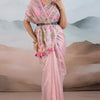 Groovy Baby Pink Soft Banarasi Tissue Silk Saree With Lustrous Blouse Piece