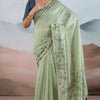 Designer Pista Soft Banarasi Tissue Silk Saree With Exquisite Blouse Piece