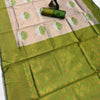 Demanding Beige and Green Soft Silk Saree With Jubilant Blouse Piece