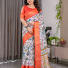 Peach Heritage Art Silk Saree with Traditional Warli-Inspired Storytelling Motifs