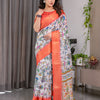 Peach Heritage Art Silk Saree with Traditional Warli-Inspired Storytelling Motifs
