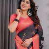 Midnight Black Art Silk Saree with Royal Peacock Forest Heritage Design