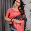 Midnight Black Art Silk Saree with Royal Peacock Forest Heritage Design