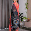Midnight Black Art Silk Saree with Royal Peacock Forest Heritage Design
