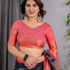 Midnight Black Art Silk Saree with Royal Peacock Forest Heritage Design