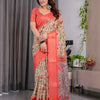 Royal Cream Art Silk Saree with Traditional Madhubani-Inspired Heritage Motifs