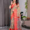 Royal Cream Art Silk Saree with Traditional Madhubani-Inspired Heritage Motifs