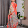 Royal Cream Art Silk Saree with Traditional Madhubani-Inspired Heritage Motifs